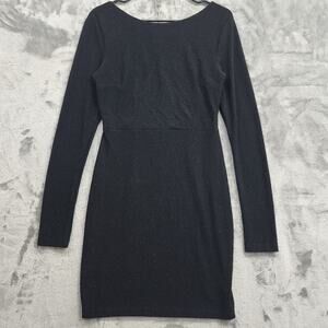 Symphony Dress Womens L‎ Black Glitter Sparkle Open Back Strappy Bodycon Mini